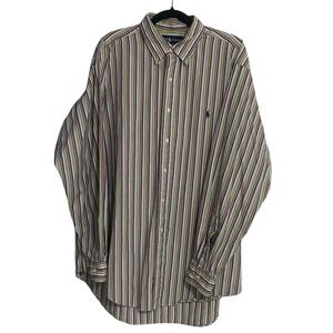 Ralph Lauren Mens XL Classic Fit Striped Button Down Shirt Purple Green Multi